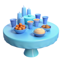 3D Render of a Table with Food and Drinks png