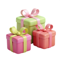 Three Colorful Gift Boxes with Bows png