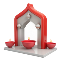 3D Render of a Festive Diya with Archway png
