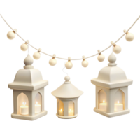 White Lanterns with String Lights png
