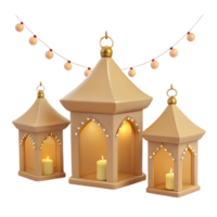 Golden Lanterns with Lights and a String of Lights png