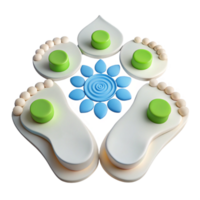 Footprint Design with Flower and Green Buttons png