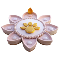3D Render of a Pink Lotus Flower with a Golden Lotus Symbol png