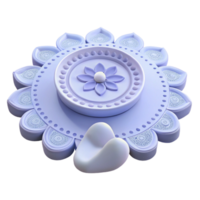 3D Render of a Purple Mandala with a Flower in the Center and Two Hearts at the Bottom png