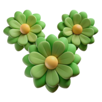 3D Green Flower Design with Yellow Center png