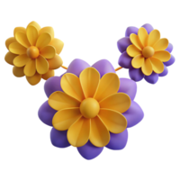 Purple and Yellow 3D Flower Design png