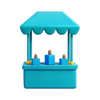 3D Render of a Blue Market Stall with Three Products png