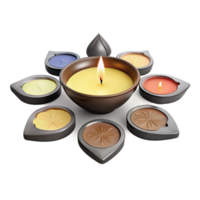 Colorful Candles in a Circle Around a Lit Candle png