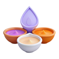3D Render of Colorful Dipped Candles in Bowls png