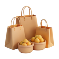 Shopping Bags and Bowls with Round Objects png