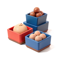 3D Rendered Illustration of Stacked Colorful Square Boxes with Smooth Round Objects Inside png