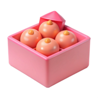 Pink Box with Four Shiny Orange Balls png