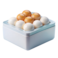 Assortment of White and Yellow Round Objects in a Square Container png
