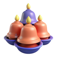 3D Rendered Bells with a Purple and Orange Color Scheme png