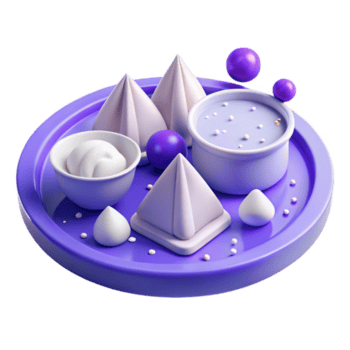 3d rendido bandeja do geométrico formas com roxa e branco cores png