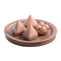 3D Rendered Illustration of Brown Food on a Plate png