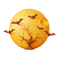 Spooky Halloween Full Moon with Bats and Dead Tree png