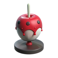 Candy Apple 3D Model with Red Glaze and White Base png