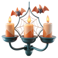 Halloween Candlestick with Bats and Spiderweb png