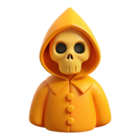 3D Rendered Skull in Yellow Hooded Jacket png