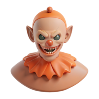 Creepy 3D Rendered Clown with Evil Smile png