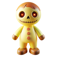 Creepy 3D Animated Toy with Stitched Mouth and Glowing Eyes png
