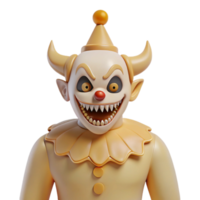 Scary 3D Render of a Clown with Horns and a Grin png