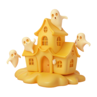 Haunted House with Flying Ghosts 3D Render png