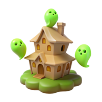 Haunted House with Ghosts 3D Render png