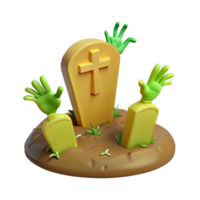 3D Render of a Graveyard with Two Zombies Rising from the Grave png