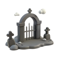 3D Render of a Graveyard Gate with Crosses png