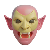 3D Monster with Fangs, Pointy Ears, and Angry Expression png