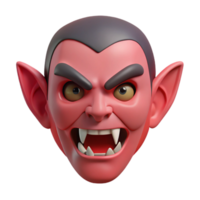 Fangs, Glowing Eyes, and a Ferocious Expression 3D Render of a Vampire png