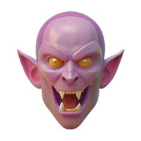 3D Render of a Fanged Monster with Yellow Eyes png