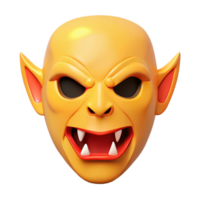 3D Rendered Monster Face with Yellow Skin and Sharp Teeth png