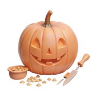 Carving a Smiling Jack-os-Lantern for Halloween png
