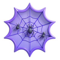 Purple Spider Web with Three Spiders 3D Render png