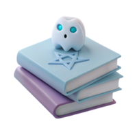 3D Rendered Stack of Books with Ghost and Star png