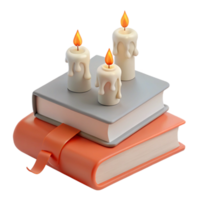 Three Candles Atop a Stack of Books png