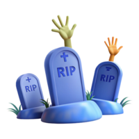 Three Cartoon Gravestones with Hands Reaching Up png