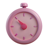 Pink 3D Clock Icon with Red Hand png