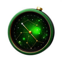 Celestial Clock with Green Dial and Golden Constellation png
