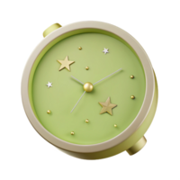 Green Clock Face with Gold Stars and Hour Hand png
