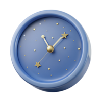 Blue Clock with Gold Stars and Hands png
