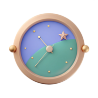 3D Render of a Clock with a Starry Night Sky and Green Field png