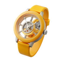 Yellow Watch with Open Face and Visible Gears png