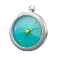 3D Render of a Teal and Gold Clock with Stars png