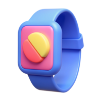 3D Render of a Colorful Smartwatch with Pie Chart Icon png