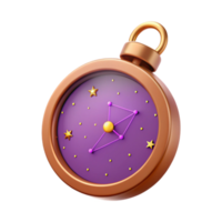 3D Render of Constellation Compass with Gold Stars and Purple Lines png