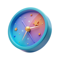 3D Rendered Clock with Stars and Gradient Colors png